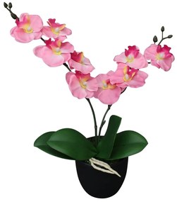 Planta artificiala orhidee cu ghiveci, 30 cm, roz 1, Roz, 30 cm