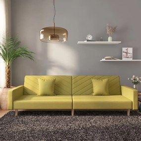 337611 vidaXL Canapea extensibilă cu 2 locuri, 2 perne, verde, textil