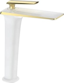Mexen Purus baterie de chiuvetă înaltă, albă/aurie - 745810-25
