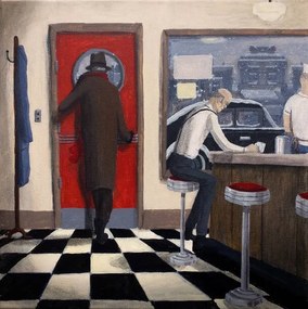 Ilustrație Vintage Diner Scene, Dave Rheaume Artist