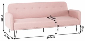 Canapea extensibilă, roz învechit, PULSA