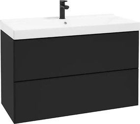 Dulap suspendat pentru lavoar negru mat Defra MO-RE 100 cm