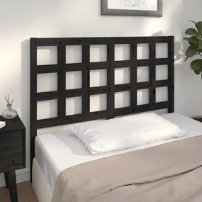 vidaXL Tăblie de pat, negru, 125,5x4x100 cm, lemn masiv de pin