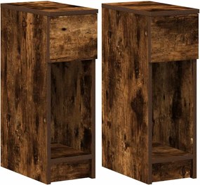 vidaXL Noptiere cu sertar 2 buc stejar afumat 20x36x60 cm