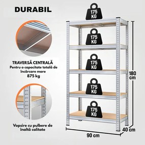Raft cu capacitate mare HEAVY, max. 875kg, 90x40x180cm, argintiu Jurhan
