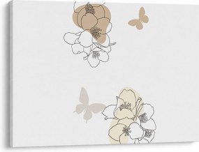 Tablou - Flori bej cu fluture N⁰2 (70x50 cm)