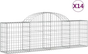 vidaXL Coșuri gabion arcuite 14 buc, 200x30x60/80 cm, fier galvanizat