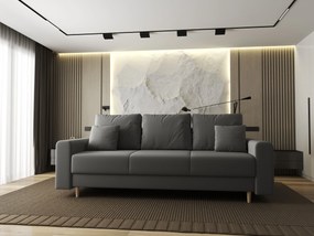 Canapea extensibilă dumonde cu ladă de depozitare si sezut confortabil din spuma high-density, Kronos Royal Gri 210x100 cm