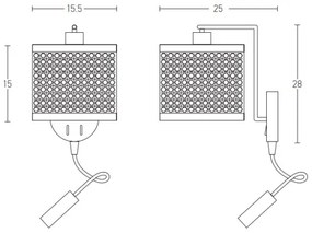 Lampă LED de perete Zambelis 20355 1xE27/40W + LED/3W/230V ratan