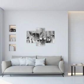 Tablou - Cerbi,alb-negru (90x60 cm)