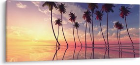 Tablou cu palmieri deasupra mării (120x50 cm)