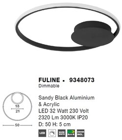 Lustra LED aplicata design modern circular FULINE negru NVL-9348073