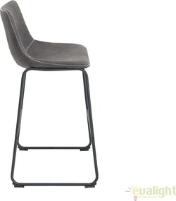 Set 2 scaune de bar cu tapiterie din microfibra Django gri vintage A-38110 VC