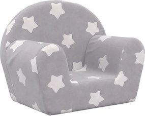 vidaXL Canapea pentru copii, gri deschis cu stele, pluș moale