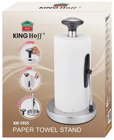 Suport pentru hartie de bucatarie Kinghoff KH 1955, 36,5 cm, Otel inoxidabil, Argintiu