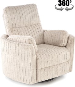 Fotoliu recliner PEGAS, stofa bej, 110x100/170x108/81 cm