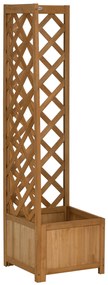 Outsunny Jardiniera de gradina din lemn de brad maro cu grila pentru plante cataratoare, 40x40x145cm | AOSOM RO