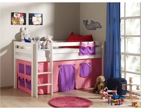 Pat pentru copii supraetajat alb din lemn masiv de pin 90x200 cm PINO – Vipack