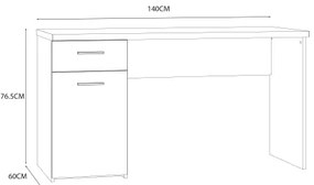 Birou GINO alb/stejar Sonoma