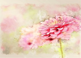 Tablou pe sticlă - Floare roz, aquarel (70x50 cm)