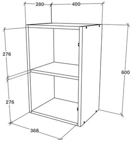 Corp Superior Karo, O Usa, cu sticla, Lemn Natural/Alb, 40 x 30 x 60 cm