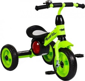 Tricicleta cu pedale NOVOKIDS™ Bonphire ,cu melodii si lumini, max 20 kg, roti din spuma cauciucata, cadru metalic, dimensiuni 68X45X47 cm, Verde