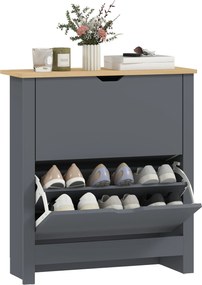 HOMCOM Dulap pentru 12 perechi de încălțăminte, dulap îngust cu 2 sertare rabatabile și rafturi reglabile, gri închis | Aosom Romania