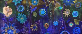 Tablou - Flori albastru închis (120x50 cm)
