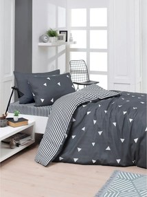 Set lenjerie pat 143EPJ4326, bumbac/poliester, gri/alb, 160x240 cm, cu