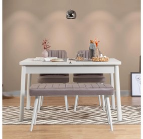 Set mobilier sufragerie Dobuse 2 (alb + gri) (pentru 4 persoane). 1093785