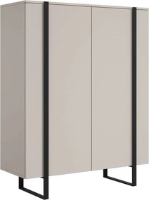 Comodă înaltă Verica 120 cm cu două uși - kaszmir / picioare negre