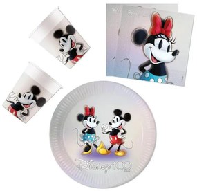 Disney Minnie Disney 100 Set de petrecere Minnie cu farfurie de 23 cm - 36 bucăți