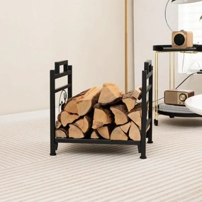 SLN2 - Suport Lemne pentru semineu, gril gradina - Negru