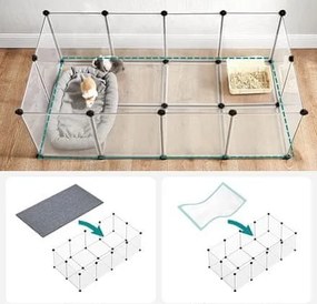 Gard pentru animale mici din plastic transparent BEN, 143x71x47cm, transparent SongmicsHome