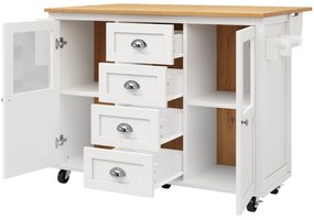 Insulă de bucătărie cu blat reglabil, Alb | Aosom Romania