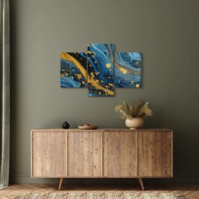 Tablou - Abstracție albastră cu aur (90x60 cm)