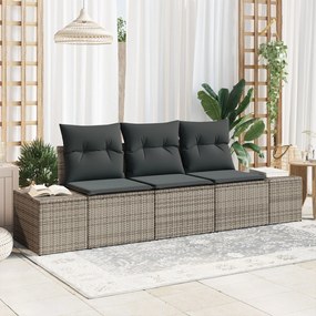 vidaXL Set de canapele pentru grădină 3 pcs Gri Rattan poli