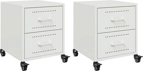 vidaXL Noptiere, 2 buc., alb, 36x39x43,5 cm, oțel