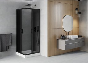 Mexen Rio cabina de duș pătrată 70 x 70 cm, grafit, neagră + cadă de duș, albă - 860-070-070-70-40-4510