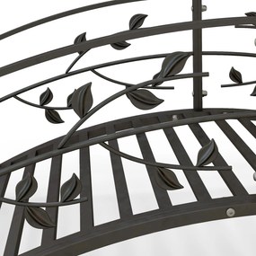 Outsunny Pod de grădină - pod de bazine - decor grădină dim. 119L x 67l x 47H cm cu balustradă motive de viță de vie oțel negru | Aosom Romania