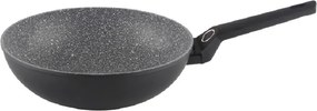 Tigaie wok Zilan ZLN3345, Diametru 28 cm, Adancime 9 cm, Material aluminiu, Compatibil inductie, Interior granit, Maner soft touch