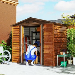 Outsunny Magazie de Grădină pentru Unelte 235.7x152x208.7cm Maro | Aosom Romania