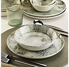 Set de masă, 18 piese, gri, din porțelan
