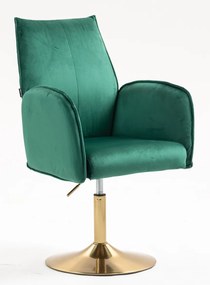 HR280N Scaun Verde din Catifea cu Bază Aurie