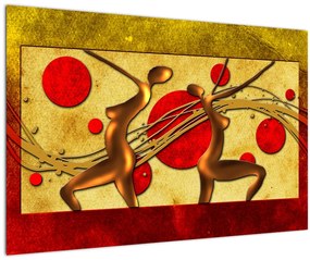 Tablou abstract cu două femei (90x60 cm)