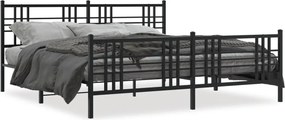 vidaXL Cadru pat metalic cu tăblii de cap/picioare, negru, 193x203 cm