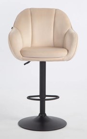 HR2055W Scaun Crem din Catifea cu Bază Neagră