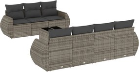 vidaXL Set canapele de grădină cu perne, 8 piese, gri, poliratan