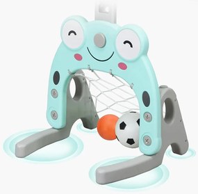 Panou de baschet 3 în 1 cu înălțime reglabilă și joc de aruncare inele, albastru