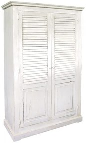 Dulap alb, din lemn masiv de pin, aspect french vintage, Persienne